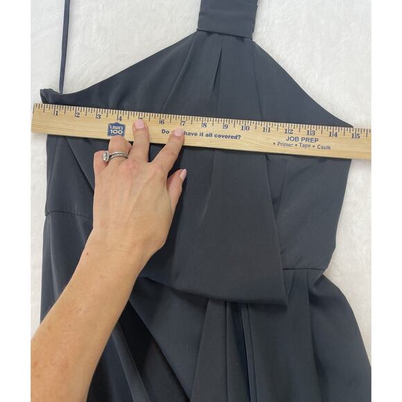 Shona Joy Revolve Core Knot Dress Size 4 Gray Draped Halter Tulip Hem Runs Small - Picture 9 of 16